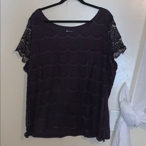 Lace purple short sleeve top